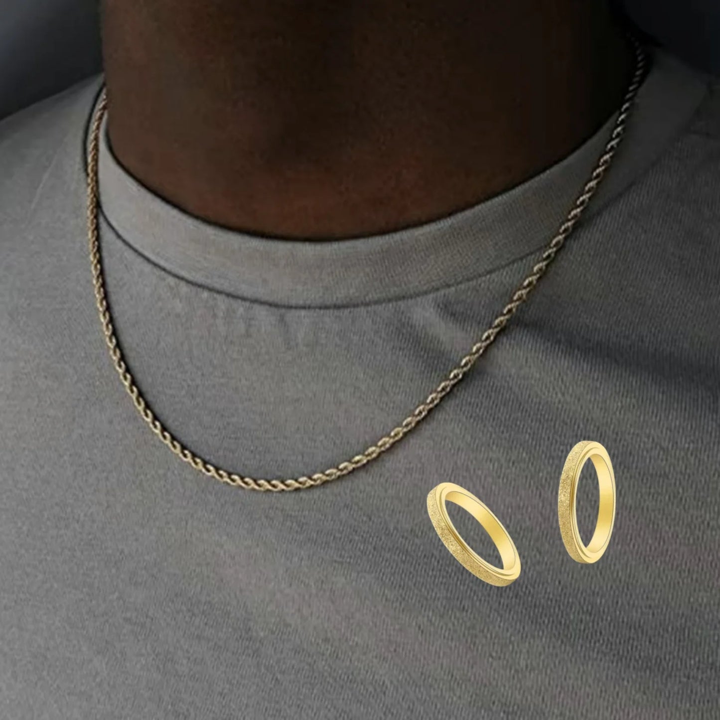 Stainless Steel Chain Necklace with Versatile Ring Accessory