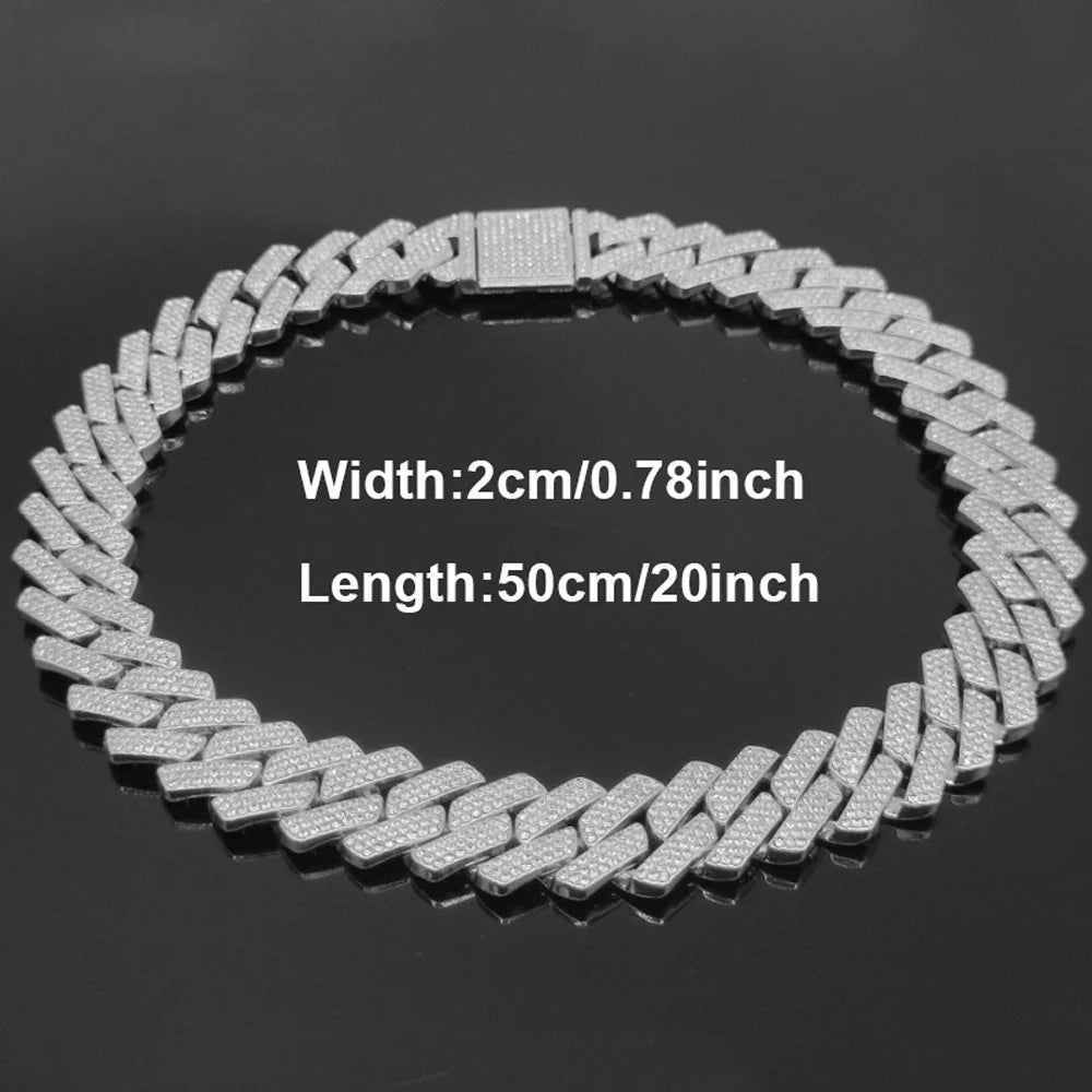 Iced Out CZ Stone Hip Hop Micro Pave Cuban Link Chain Necklace