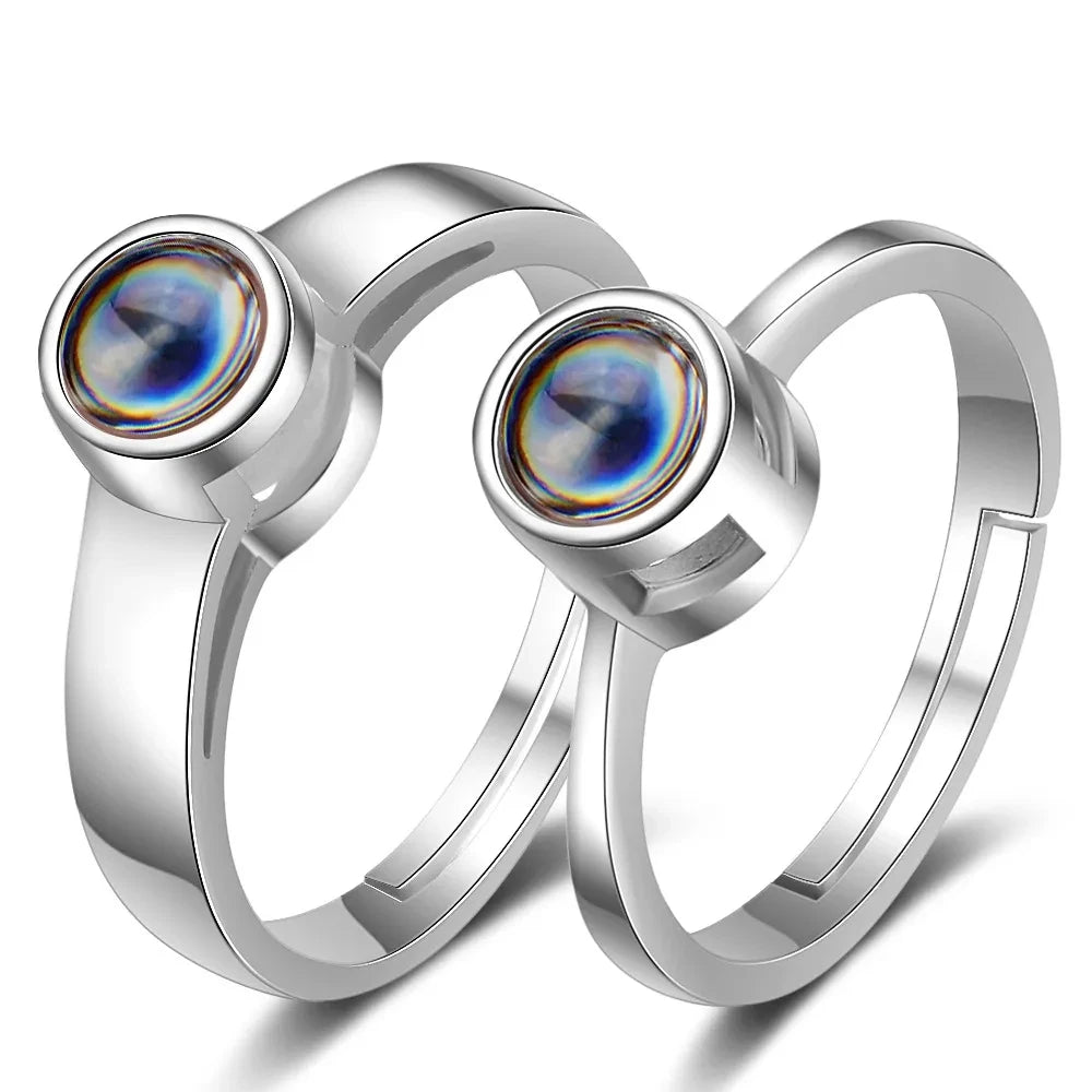 Personalized Photo Projection Couples Rings (2pc Set)