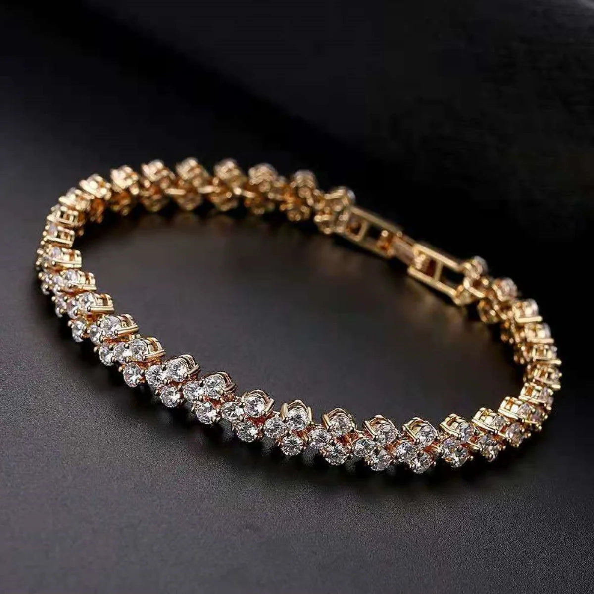 Roman Imitation Crystal Geometric Chain Bracelet