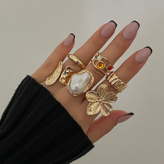 6-Piece Punk Vintage Metal Finger Rings Set