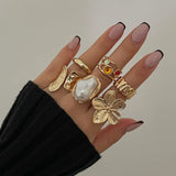 6-Piece Punk Vintage Metal Finger Rings Set