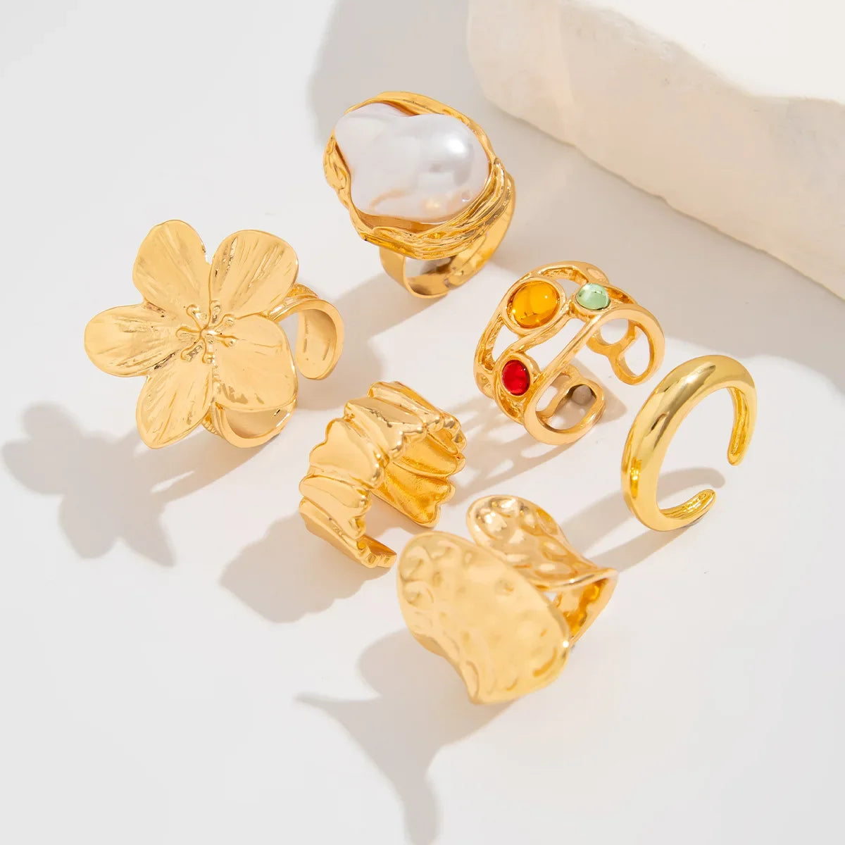 6-Piece Punk Vintage Metal Finger Rings Set