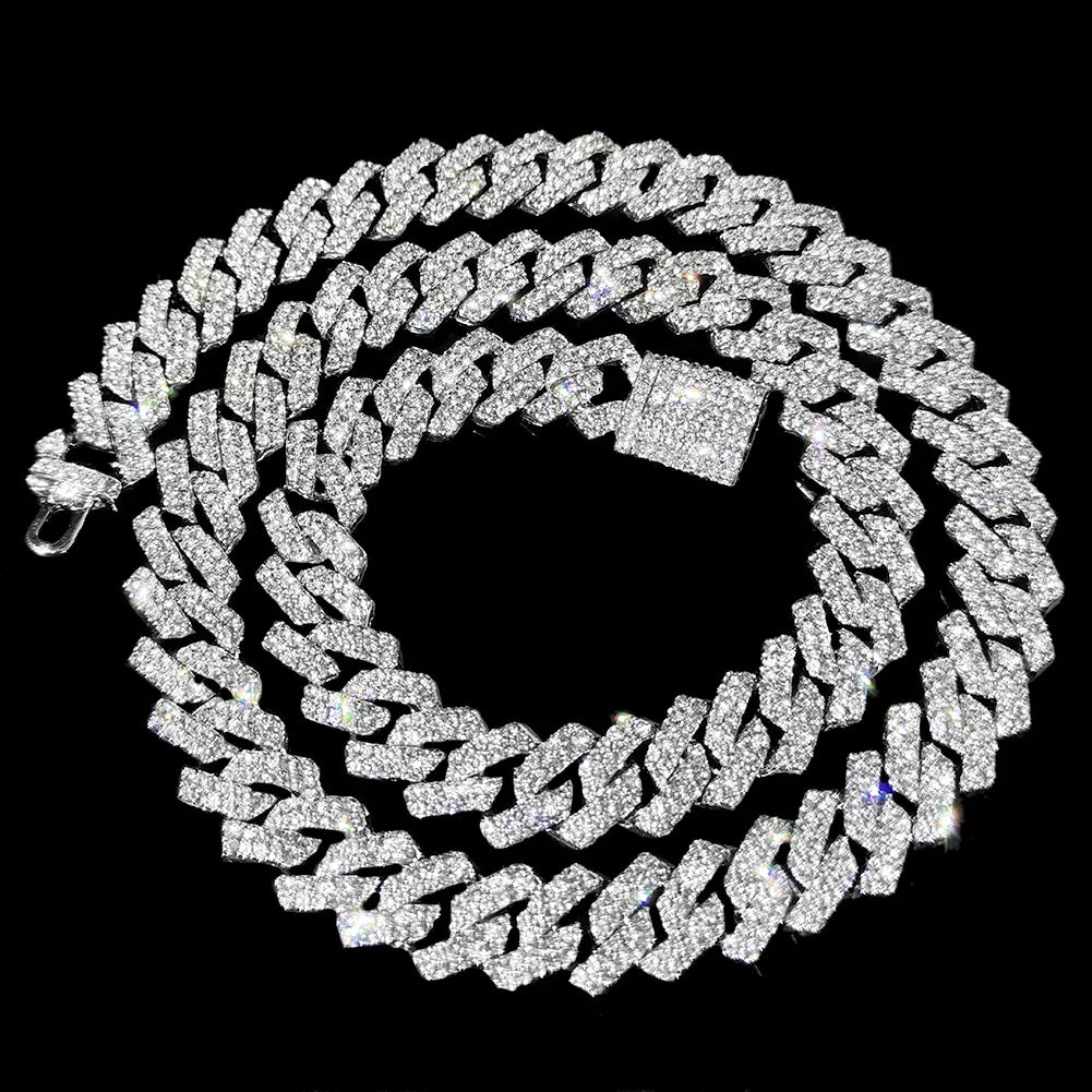 20-Inch Double-Drain Cuban Chain Ice-Frozen Hip-Hop Necklace