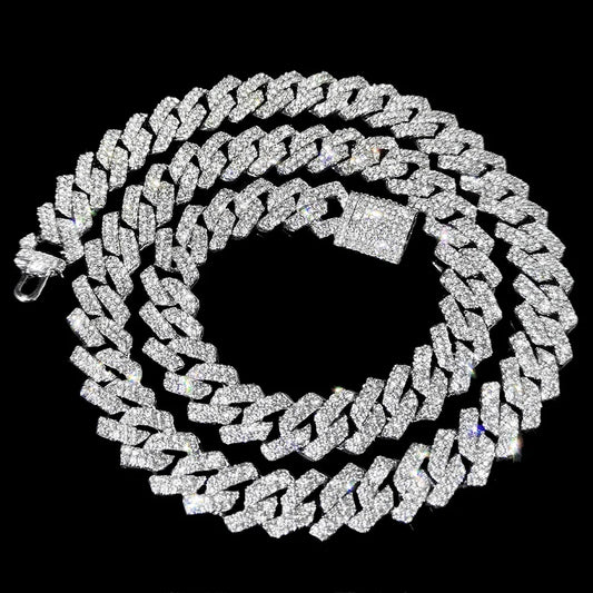 20-Inch Double-Drain Cuban Chain Ice-Frozen Hip-Hop Necklace