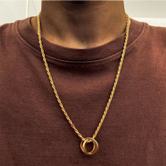 Stainless Steel Chain Necklace with Versatile Ring Accessory