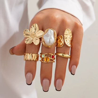 6-Piece Punk Vintage Metal Finger Rings Set