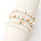 4pcs Simple White Faux Pearl Beaded Heart Bracelet Set