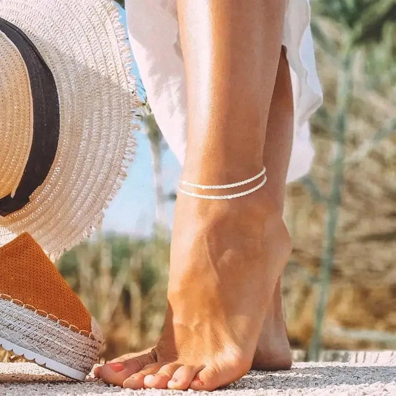 Dainty Layered Glitter Anklet