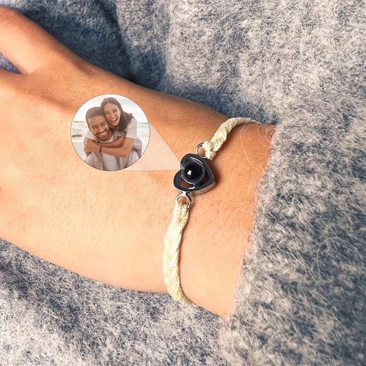Custom Heart Projection Photo Bracelet Personalized Memorial Gift for Women