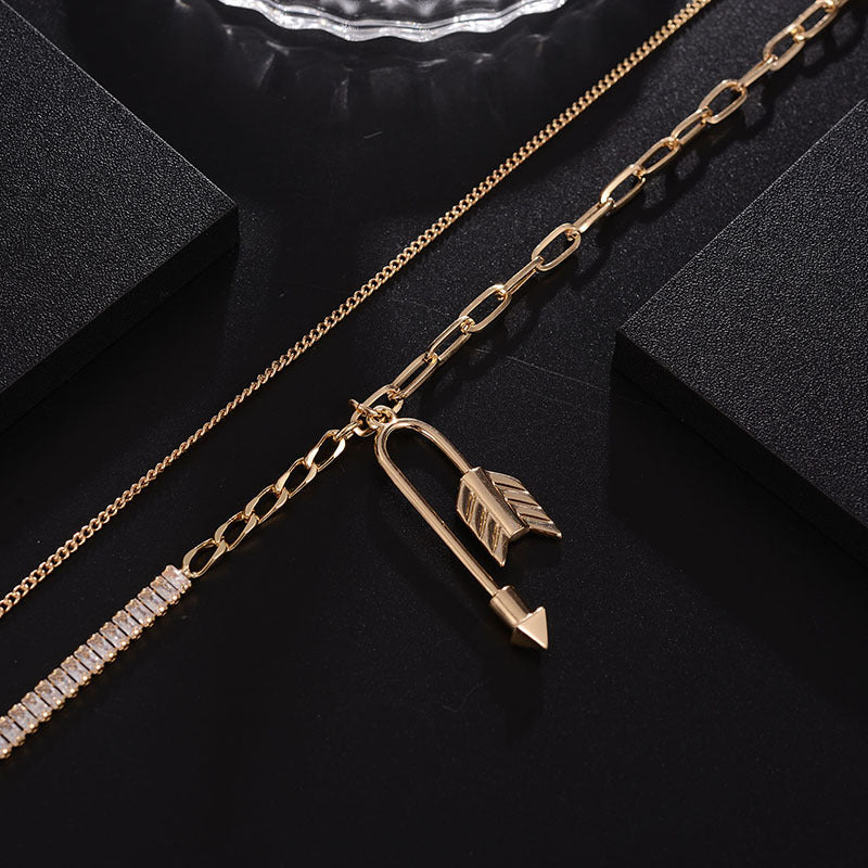 Gold Double Layer Arrow Necklace