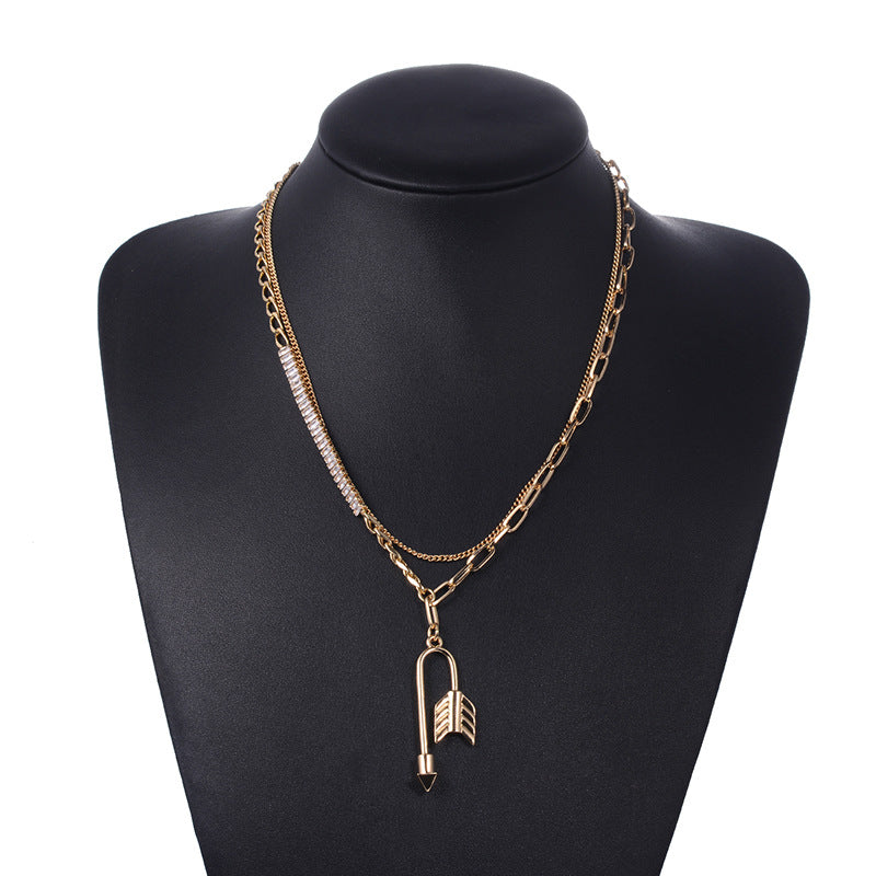 Gold Double Layer Arrow Necklace