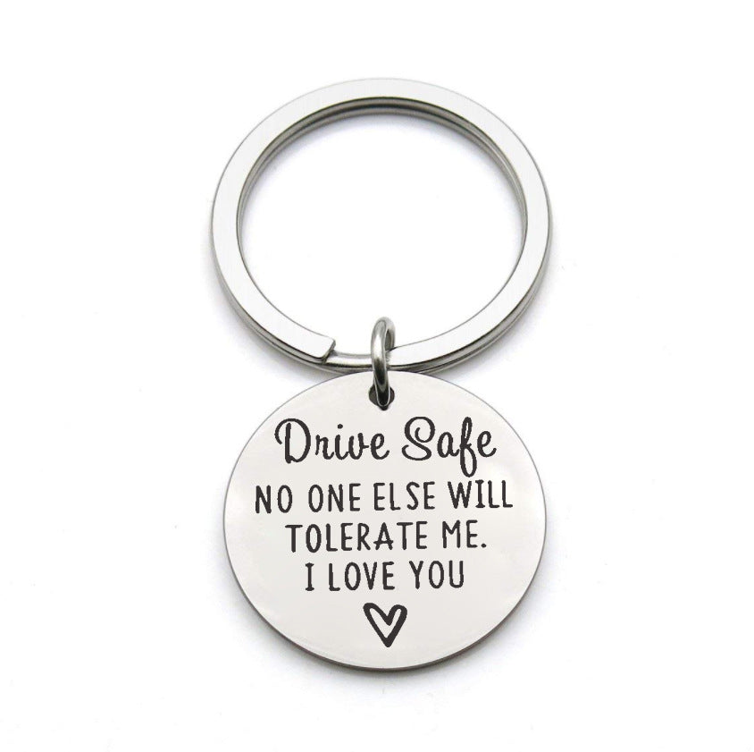Driving safety stainless steel keychain Couple