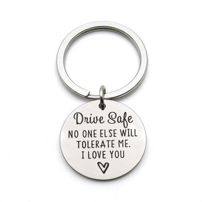 Driving safety stainless steel keychain Couple