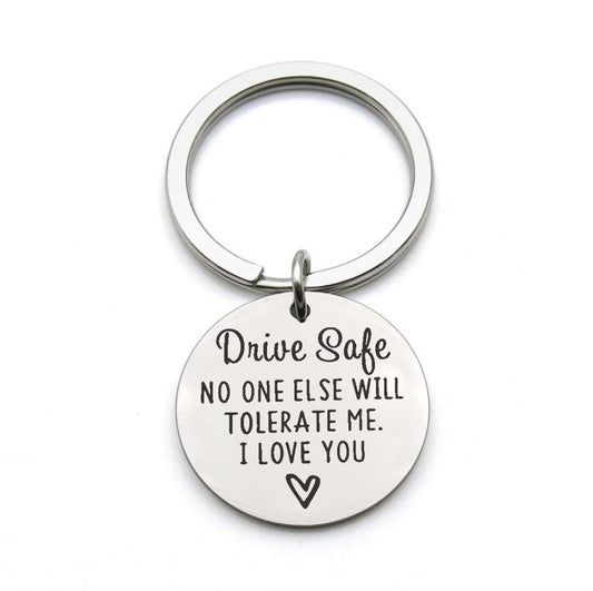 Driving safety stainless steel keychain Couple