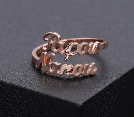 Personalized Double Names Ring - Adjustable  collares