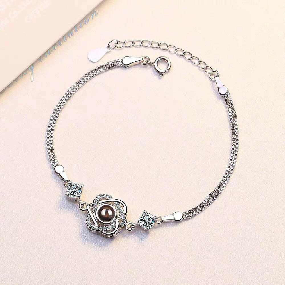 Customized S925 Silver Six-Pointed Star Projection Bracelet.