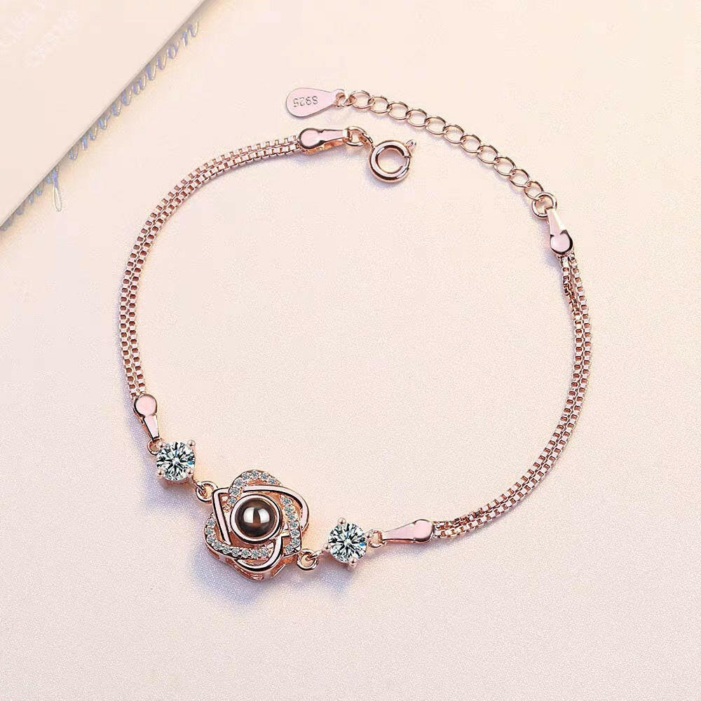 Customized S925 Silver Six-Pointed Star Projection Bracelet.