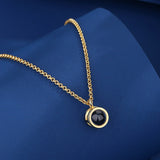 Personalized Photo Projection Necklace – Unisex Geometric Pendant with Hidden Picture