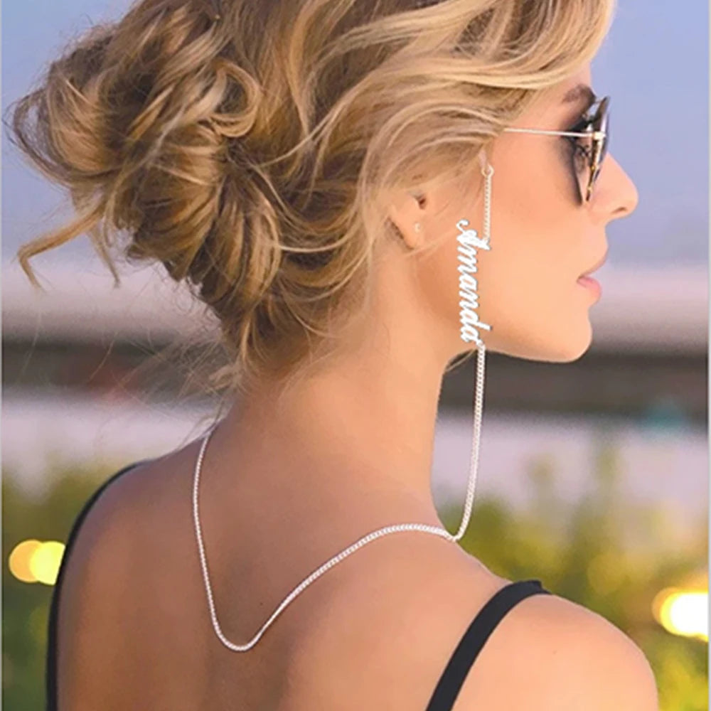 Custom Name Stainless Steel Glasses & Mask Chain