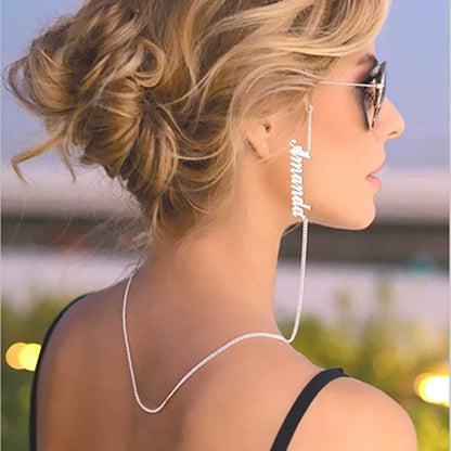 Custom Name Stainless Steel Glasses & Mask Chain