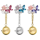 Crystal Butterfly Nurse Pocket Watch