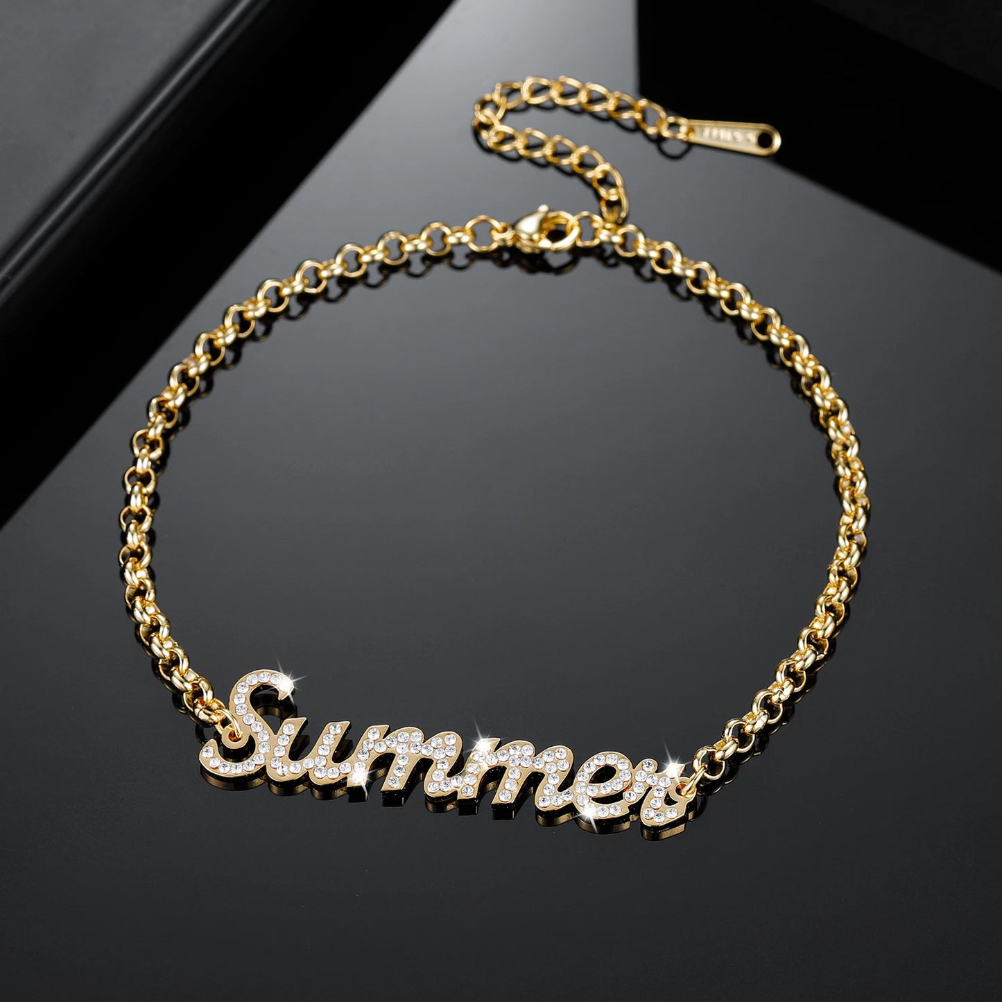 Personalized Iced Out Name Bracelet&Bangle Custom Gold Stainless Bracelets