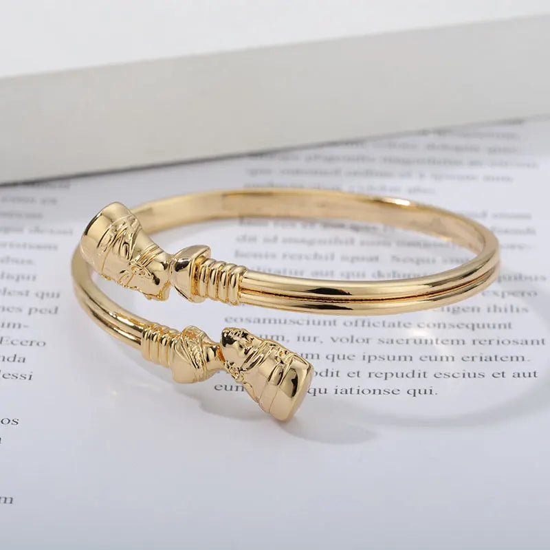 Egyptian Queen Nefertiti Stainless Steel Cuff Bracelet – Adjustable African Bangle
