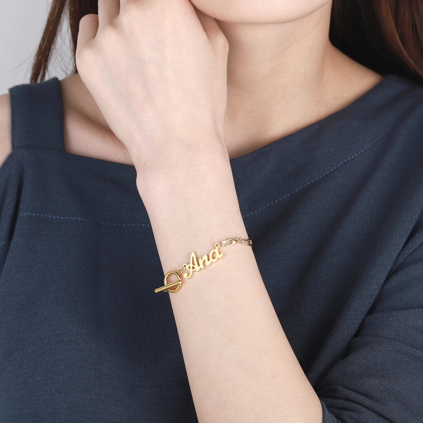 Custom Name Bracelet For Women Gold Stainless Steel