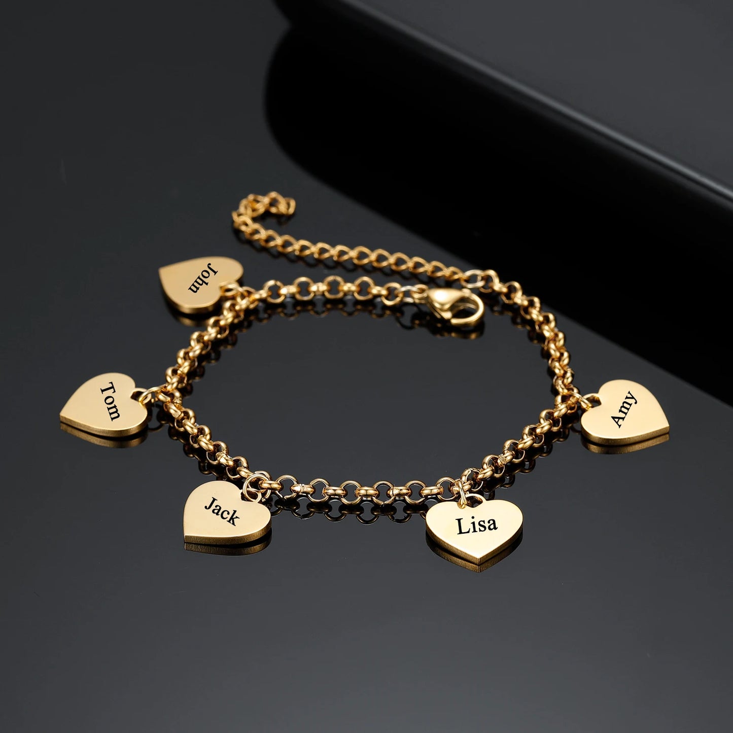 Gold Heart Charm Bracelet
