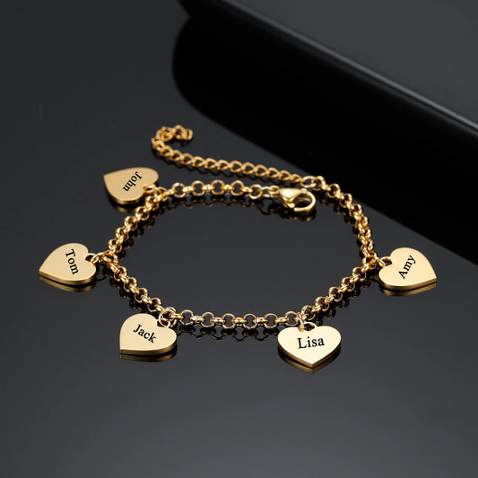 Gold Heart Charm Bracelet