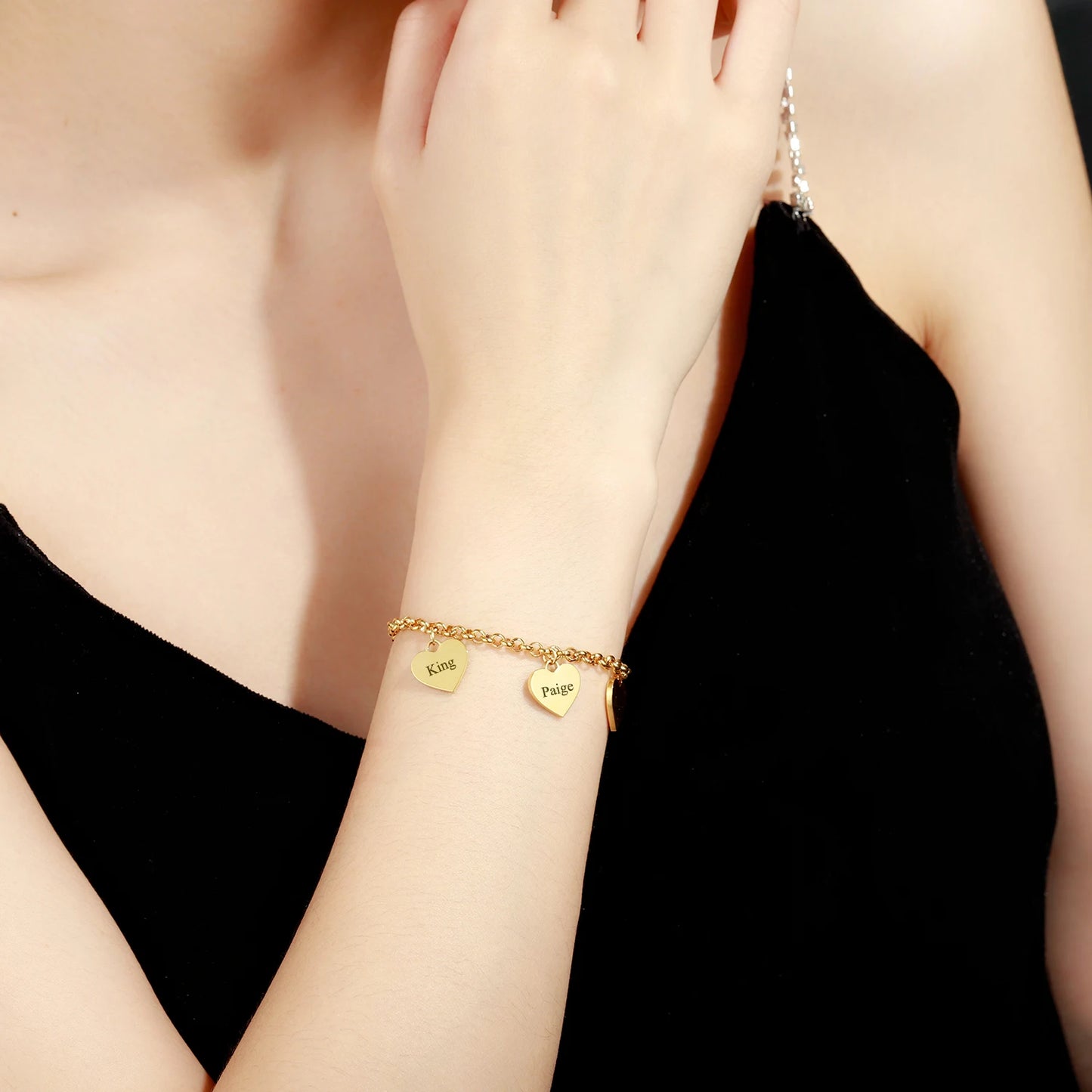 Gold Heart Charm Bracelet