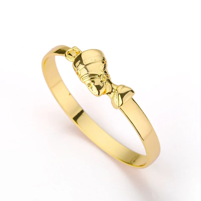 Egyptian Queen Nefertiti Stainless Steel Cuff Bracelet – Adjustable African Bangle