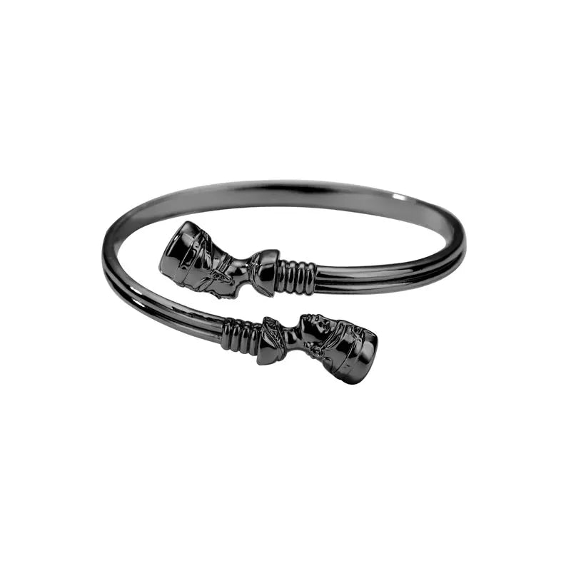 Egyptian Queen Nefertiti Stainless Steel Cuff Bracelet – Adjustable African Bangle