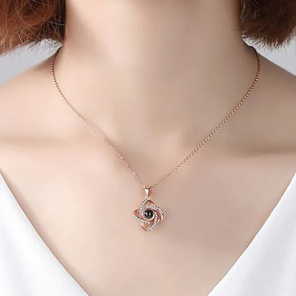 925 Silver Four-Leaf Clover Projection Necklace