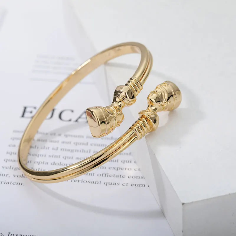 Egyptian Queen Nefertiti Stainless Steel Cuff Bracelet – Adjustable African Bangle