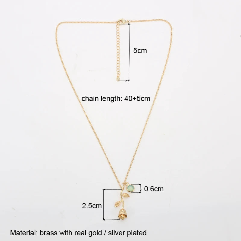 3D Rose Necklace Personalized Custom Birthstone