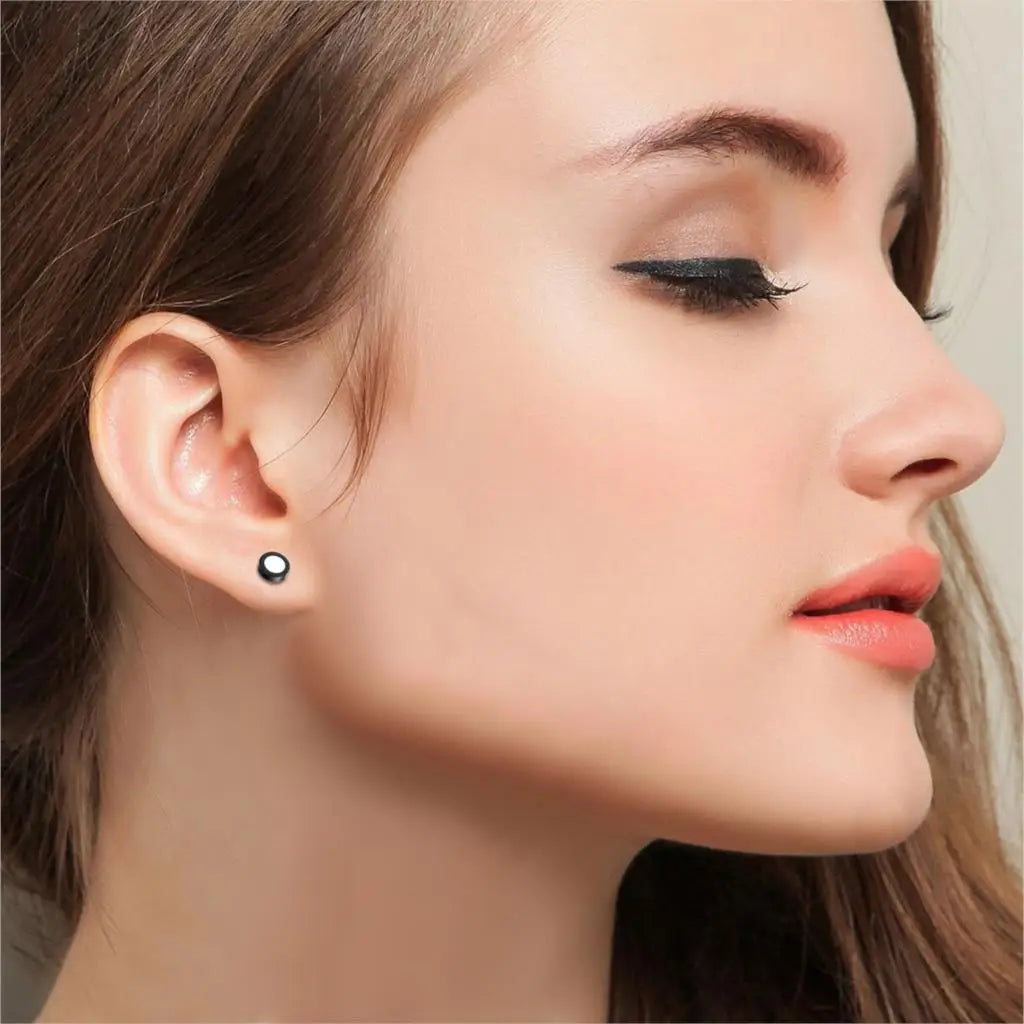 BONISKISS Stainless Steel 6mm Stud Earrings – Unisex Silver Jewelry