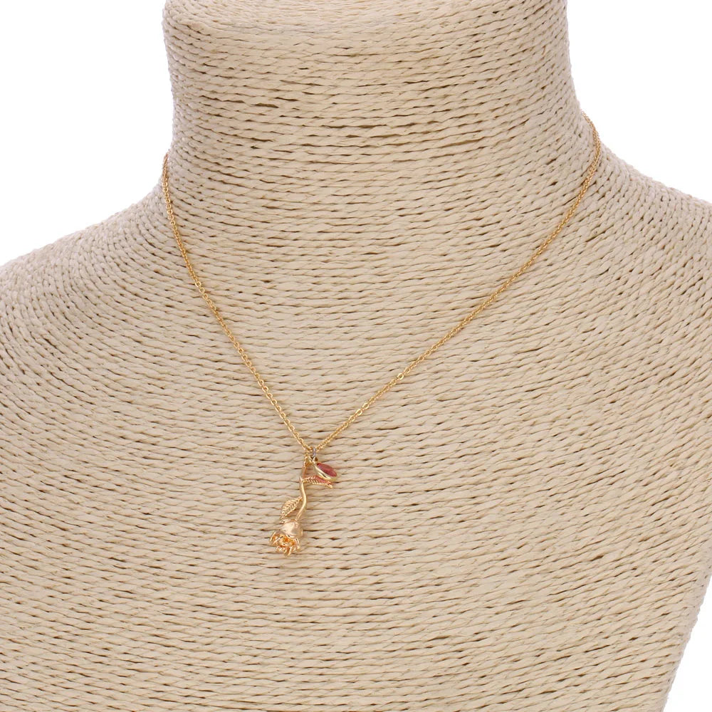 3D Rose Necklace Personalized Custom Birthstone