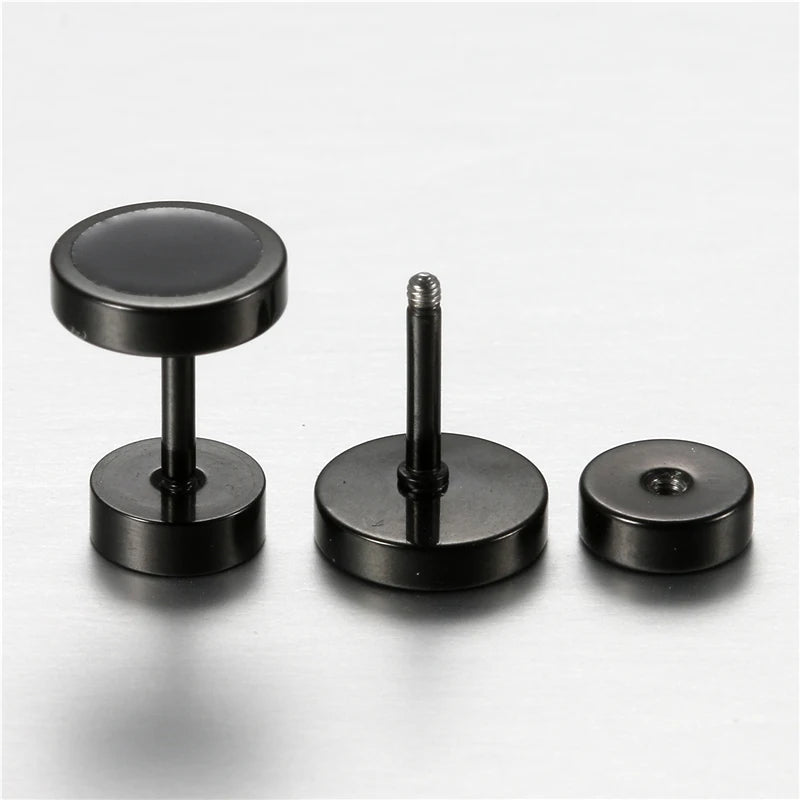 BONISKISS Stainless Steel 6mm Stud Earrings – Unisex Silver Jewelry