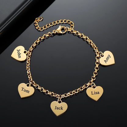 Gold Heart Charm Bracelet