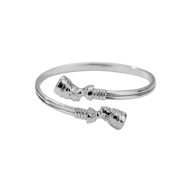 Egyptian Queen Nefertiti Stainless Steel Cuff Bracelet – Adjustable African Bangle