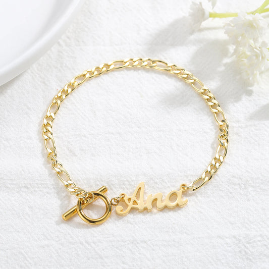 Custom Name Bracelet For Women Gold Stainless Steel