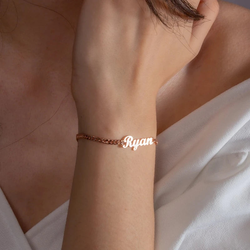 Stainless Steel Curb Chain Custom Name Bracelets