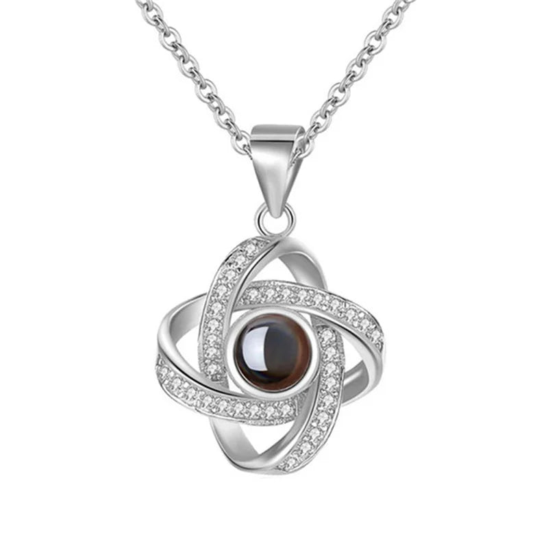 925 Silver Four-Leaf Clover Projection Necklace