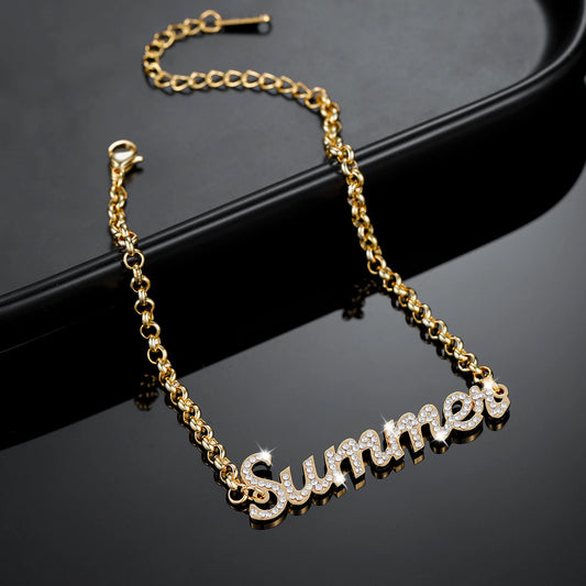 Personalized Iced Out Name Bracelet&Bangle Custom Gold Stainless Bracelets