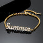 Personalized Iced Out Name Bracelet&Bangle Custom Gold Stainless Bracelets