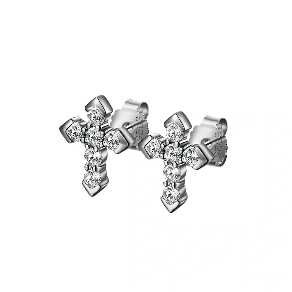 Moissanite Skeleton Cross Earrings