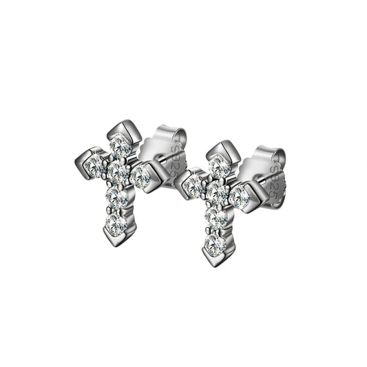 Moissanite Skeleton Cross Earrings