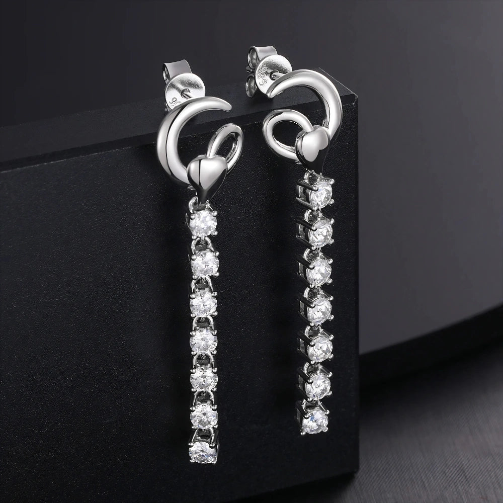 Moissanite Skeleton Cross Earrings